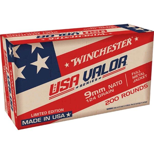 WINCHESTER USA VALOR NATO AMMUNITION 9MM LUGER 124 GRAIN FULL METAL JACKET